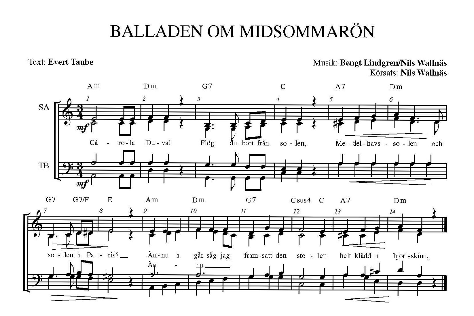 Balladen Om Midsommarön – SATB+Stråkar – Ynde Music Förlag