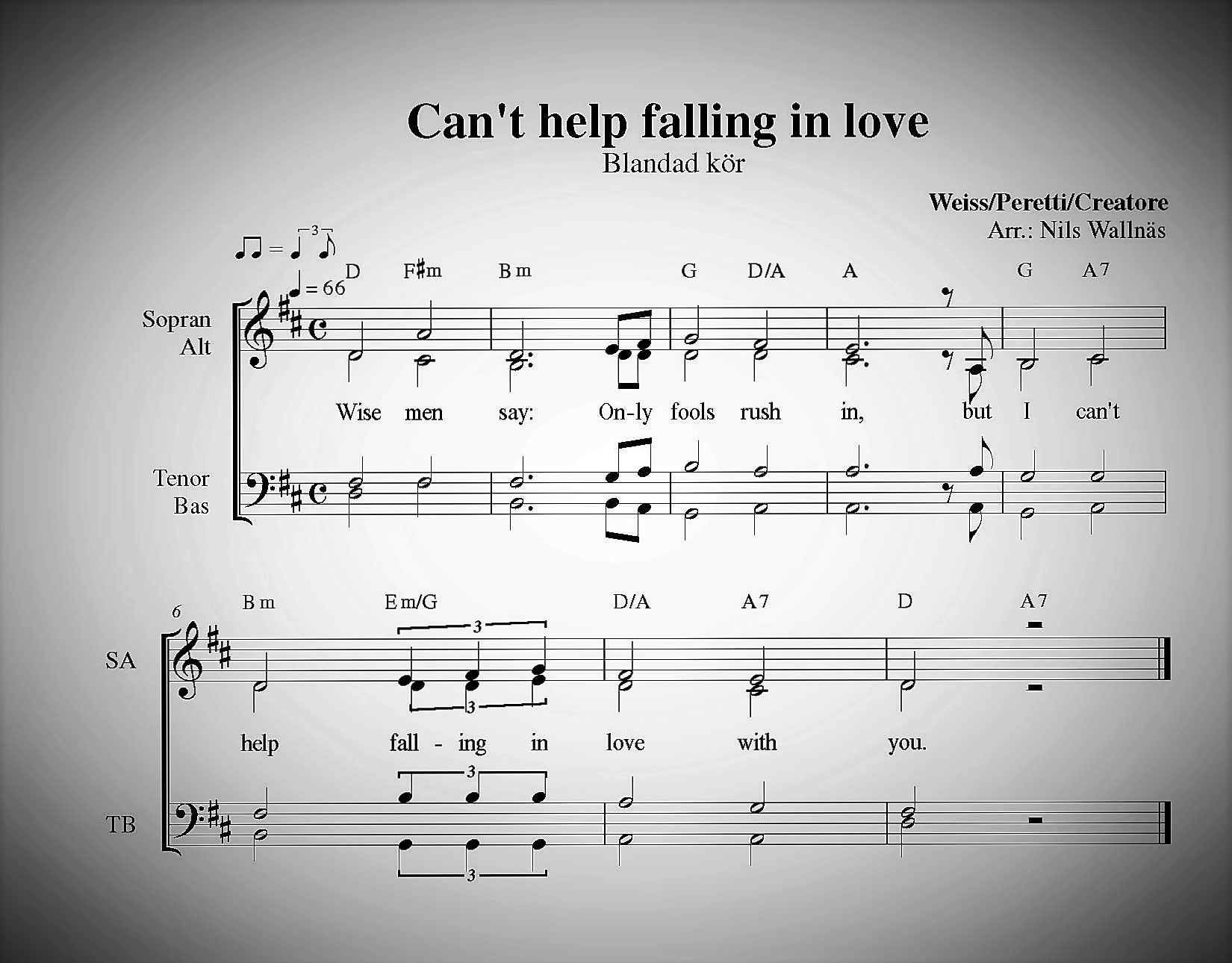 Can’t help falling in love – SATB – Ynde Music Förlag