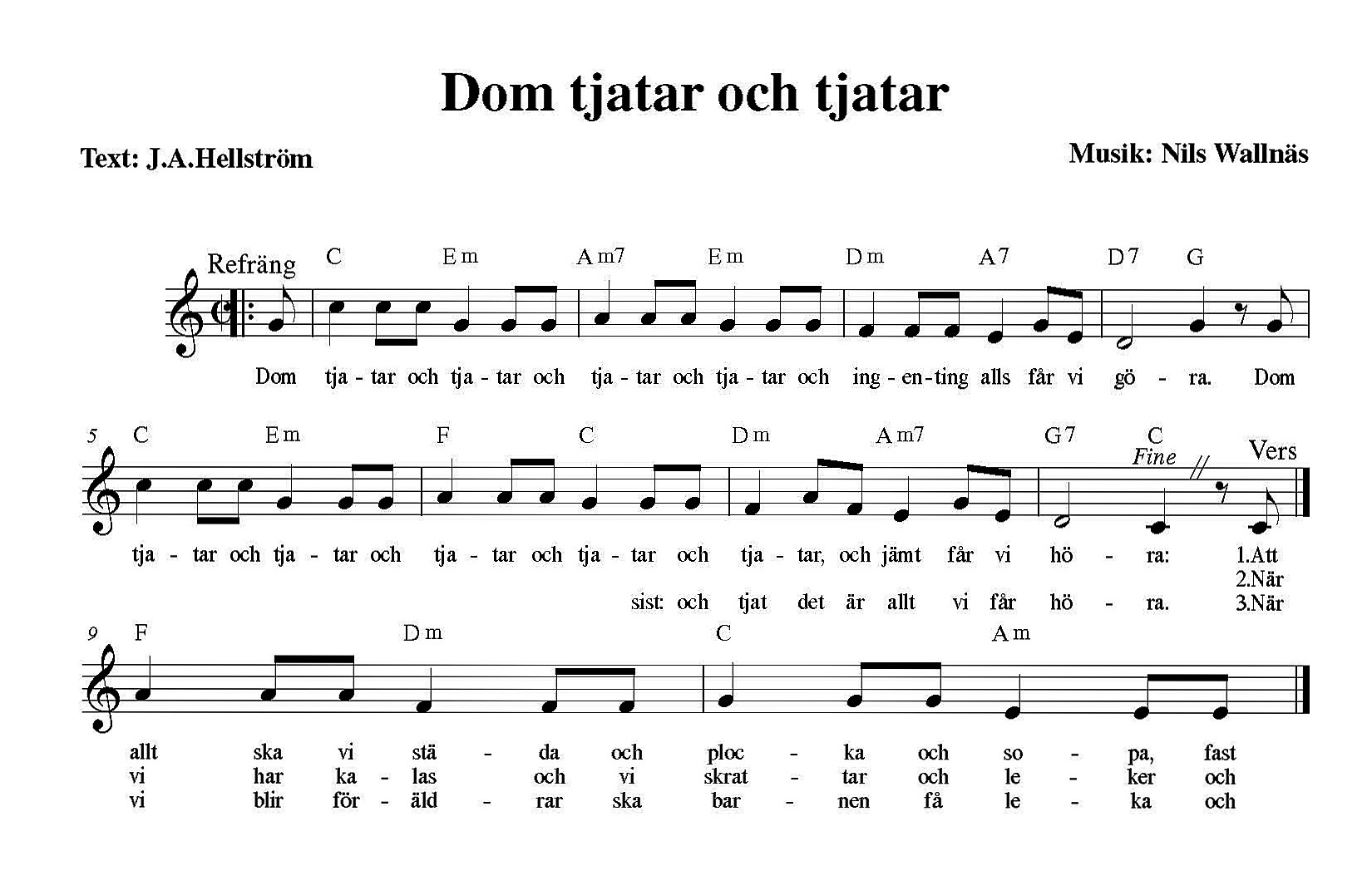 Dom Tjatar Och Tjatar – Visa – Ynde Music Förlag