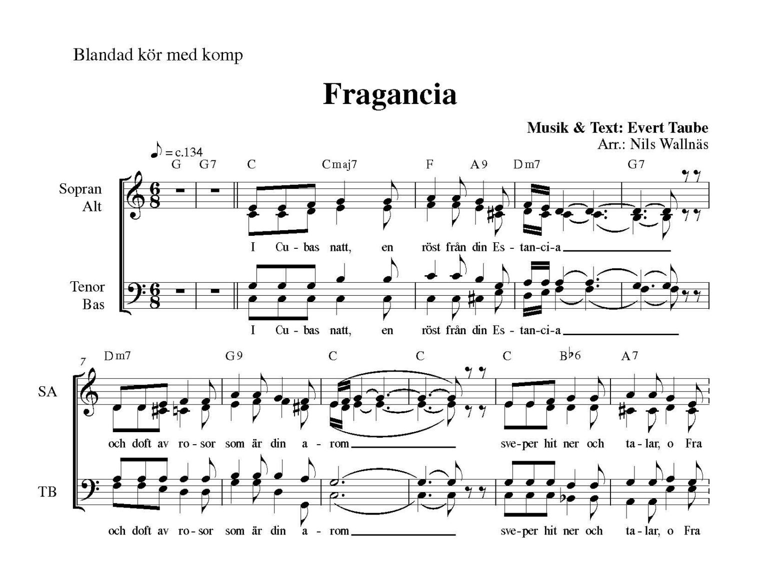 Fragancia – SATB – Ynde Music Förlag